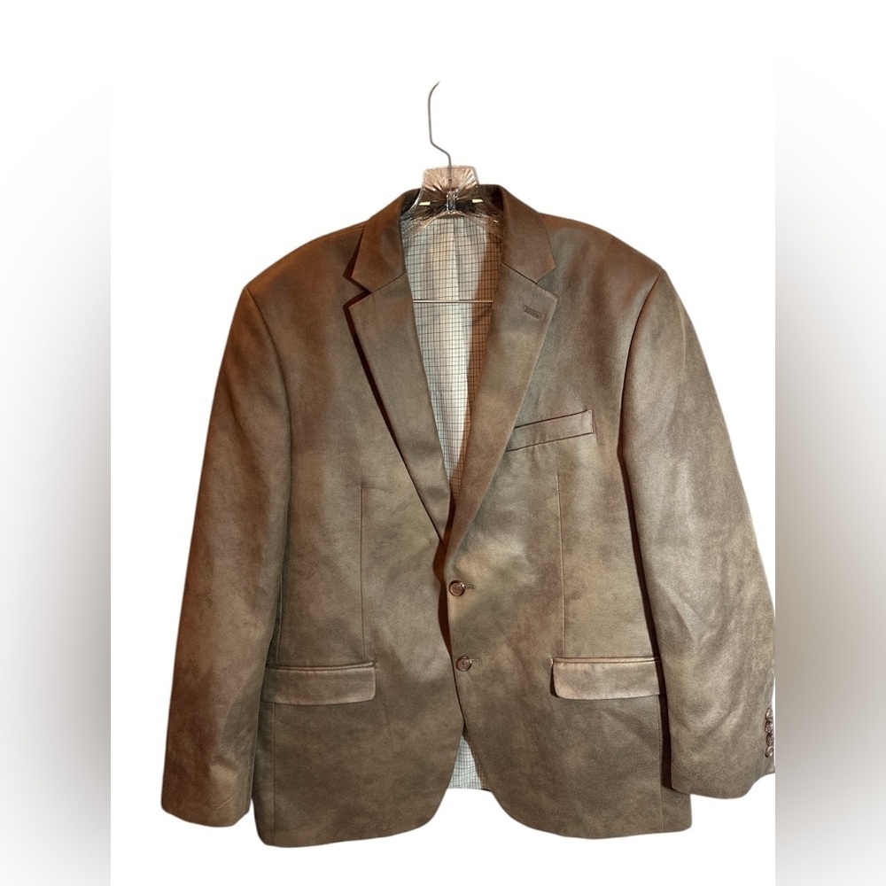 EUC Lauren Ralph Lauren Men's Sz 42R Faux-Suede Sport Coat Blazer Tan Khaki
